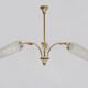 Old 3-branched chandelier, 3 red arrows, brass and diamond glass tubes. Year 60