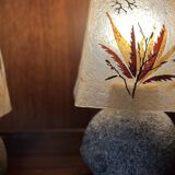 Pair of granite lamps with resin lampshades