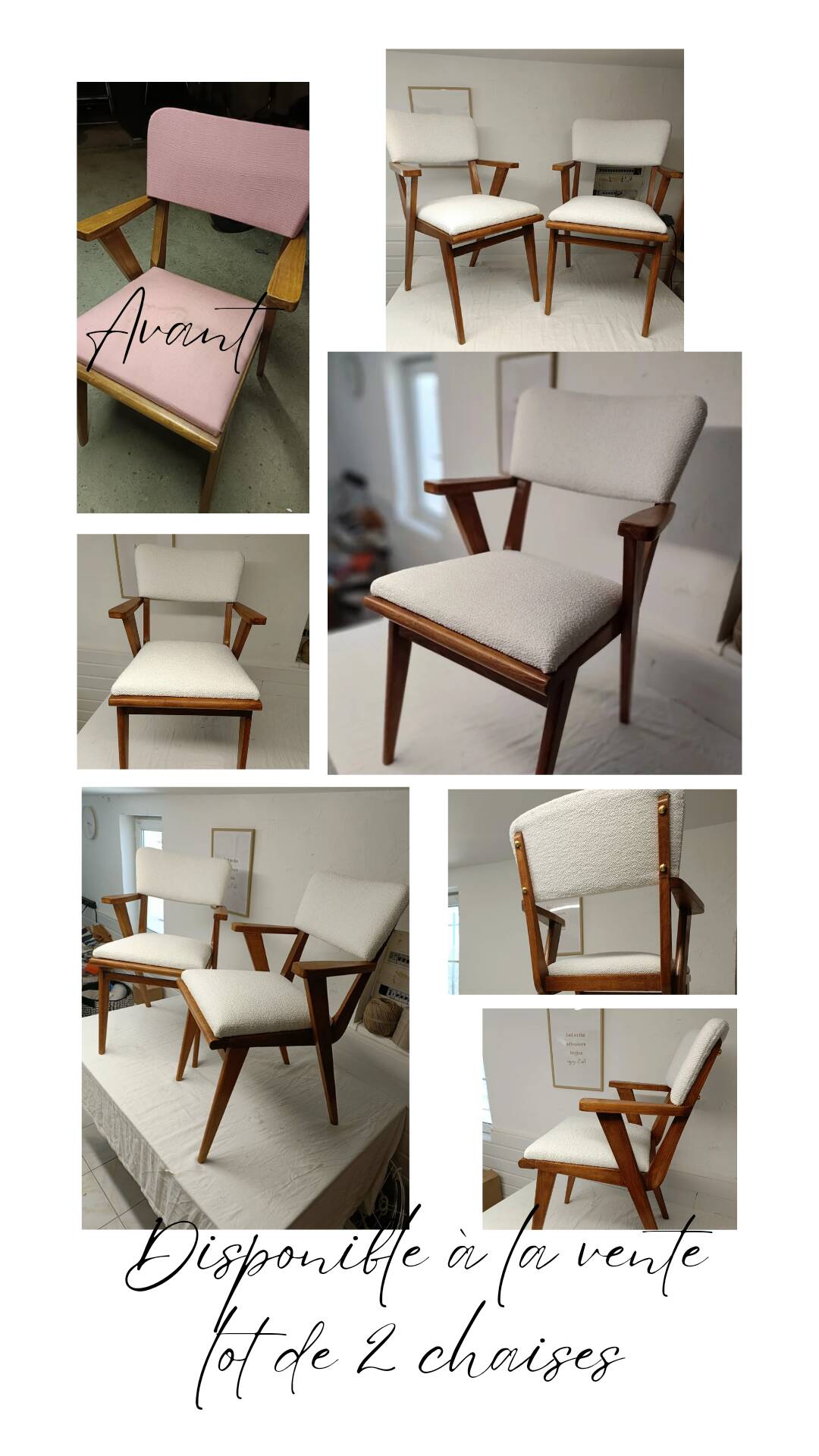 Set of 2 50s style chairs refurbished