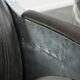 Set of 2 sturdy industrial black cowhide Aviator design armchairs with aluminium and rivets