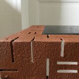 Perforated sheet metal and wood console