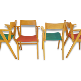 Suite de 4 chaises fauteuils bridge 1950 vintage années 50 zazou rockabilly chairs