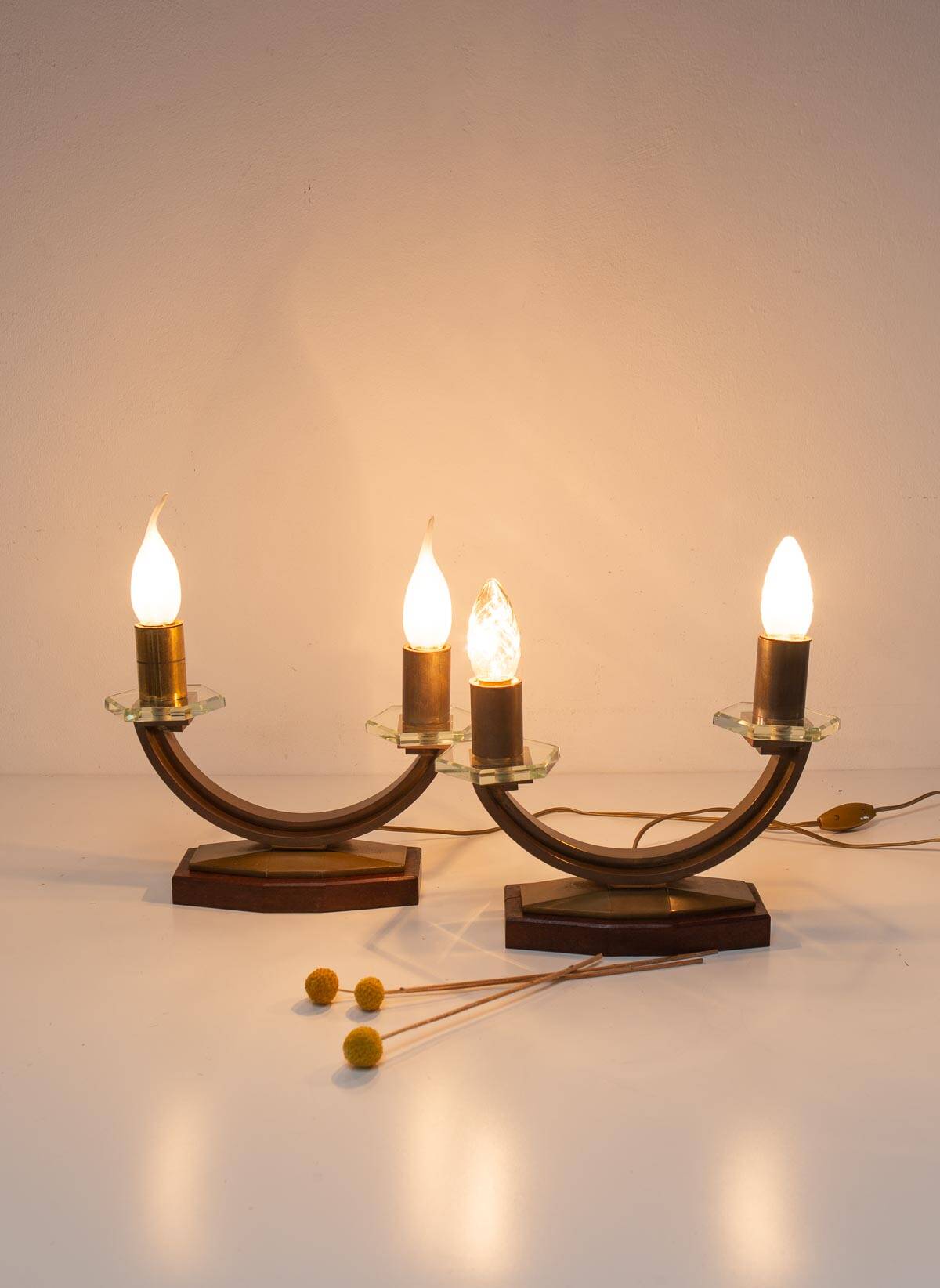 Pair of art deco style bedside lamps circa 1940