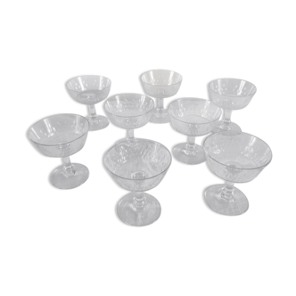 8 glasses of Baccarat Richelieu crystal champagne