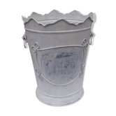 Seau pot de fleurs fer blanc vintage
