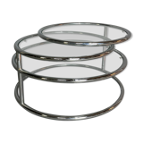 Glass coffee table with 3 trays