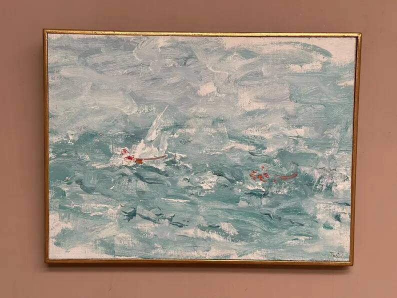 Original Swedish Oil on Panel – “Abstract” by T. Wahlström– Vintage & Framed – 40 × 30 cm (15.7" × 11.8")