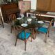 Table et chaises en rotin années 70-80