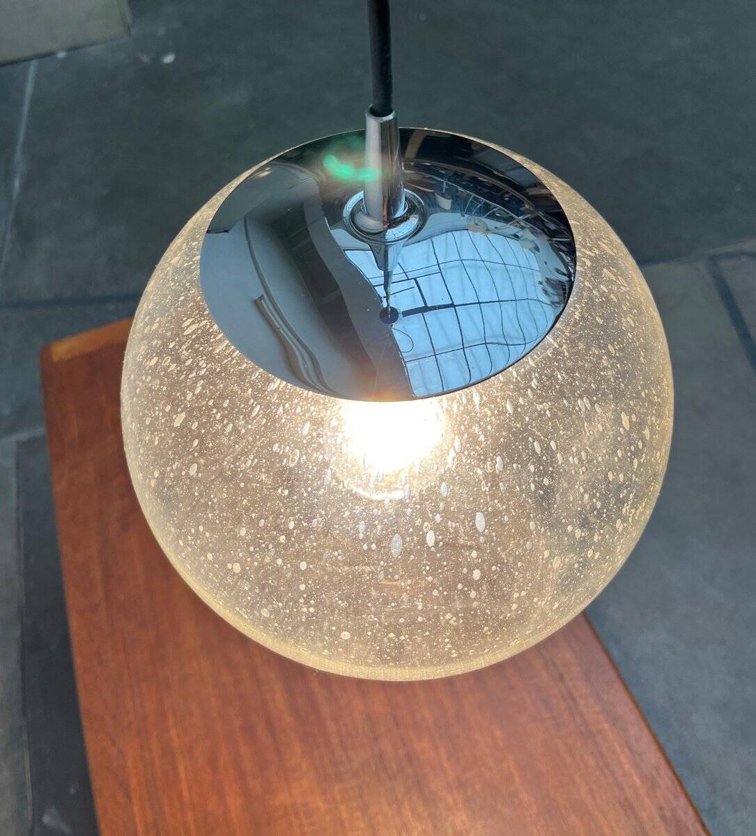 Vintage German glass pendant light Space Age Ah 105 by Peill & Putzler, 1970s.