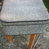 Antique black and white fibroc suitcase