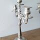3-arm silver-plated metal candlesticks, candlesticks