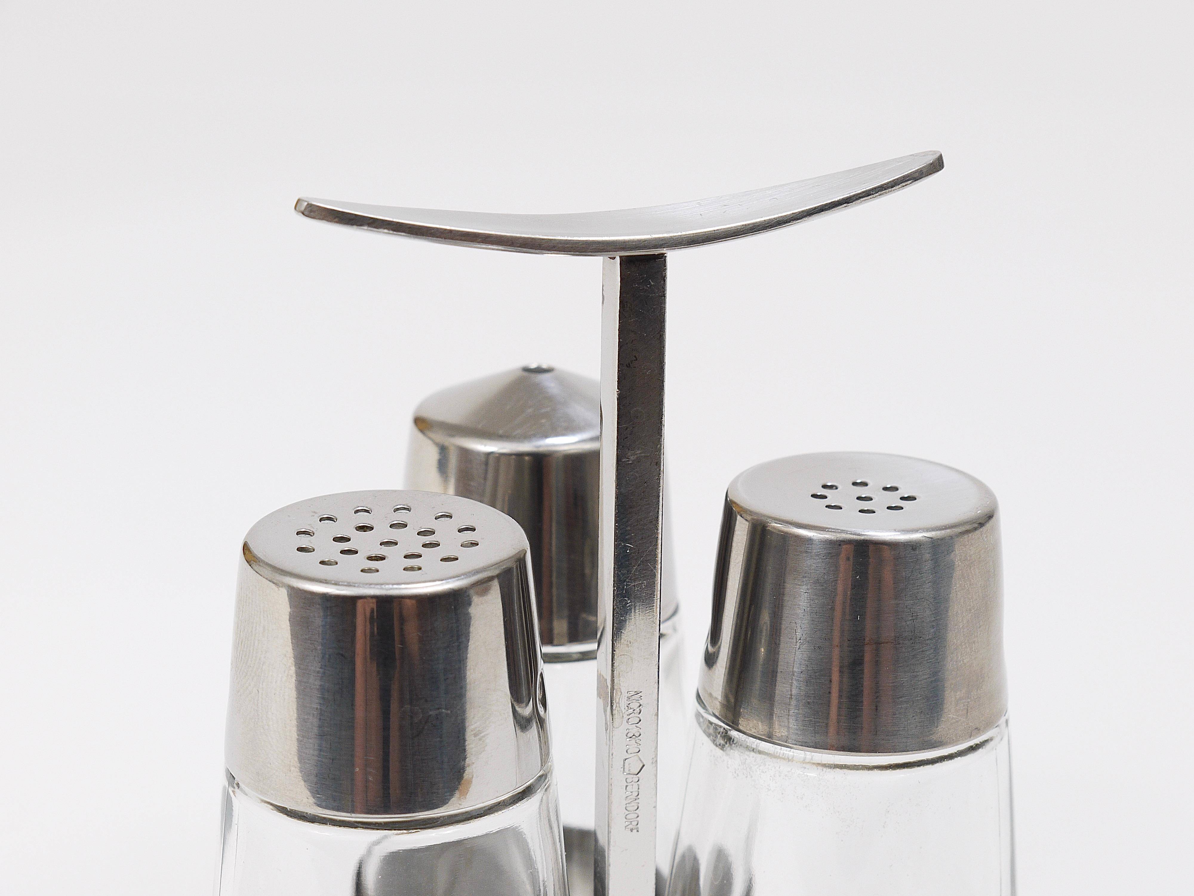 Set of condiments Marianne Denzel salt and pepper, Berndorf, Austria, 1960s