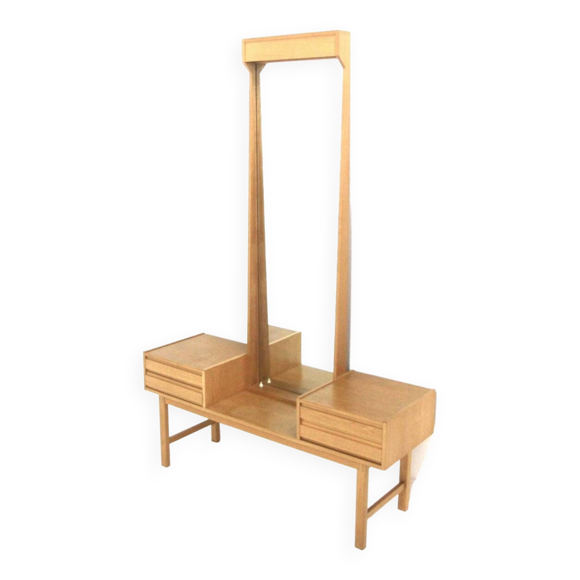 Scandinavian "silhouette" mirror in oak, Sweden, 1960