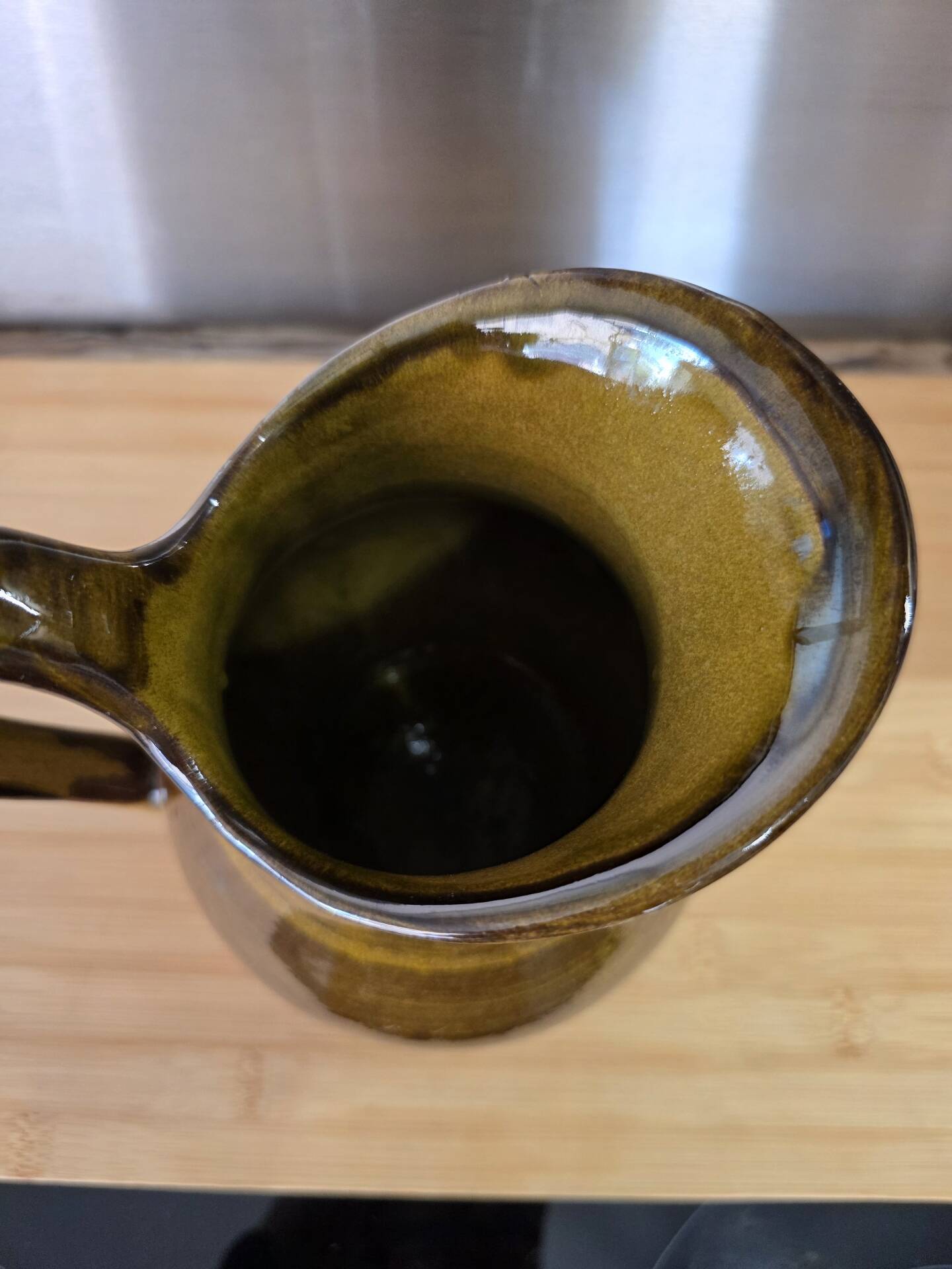 Jug / Pitcher in Saint-Clément earthenware with amber & honey glaze vintage