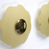 Set of three wall lamps by Fabbian in murano glass and brass. Italy 1970s