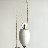 Opaline glass pendant light, frilly, rises and falls