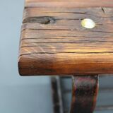 1970s Pine Tree Bench with Iron Base, Czechoslovakia