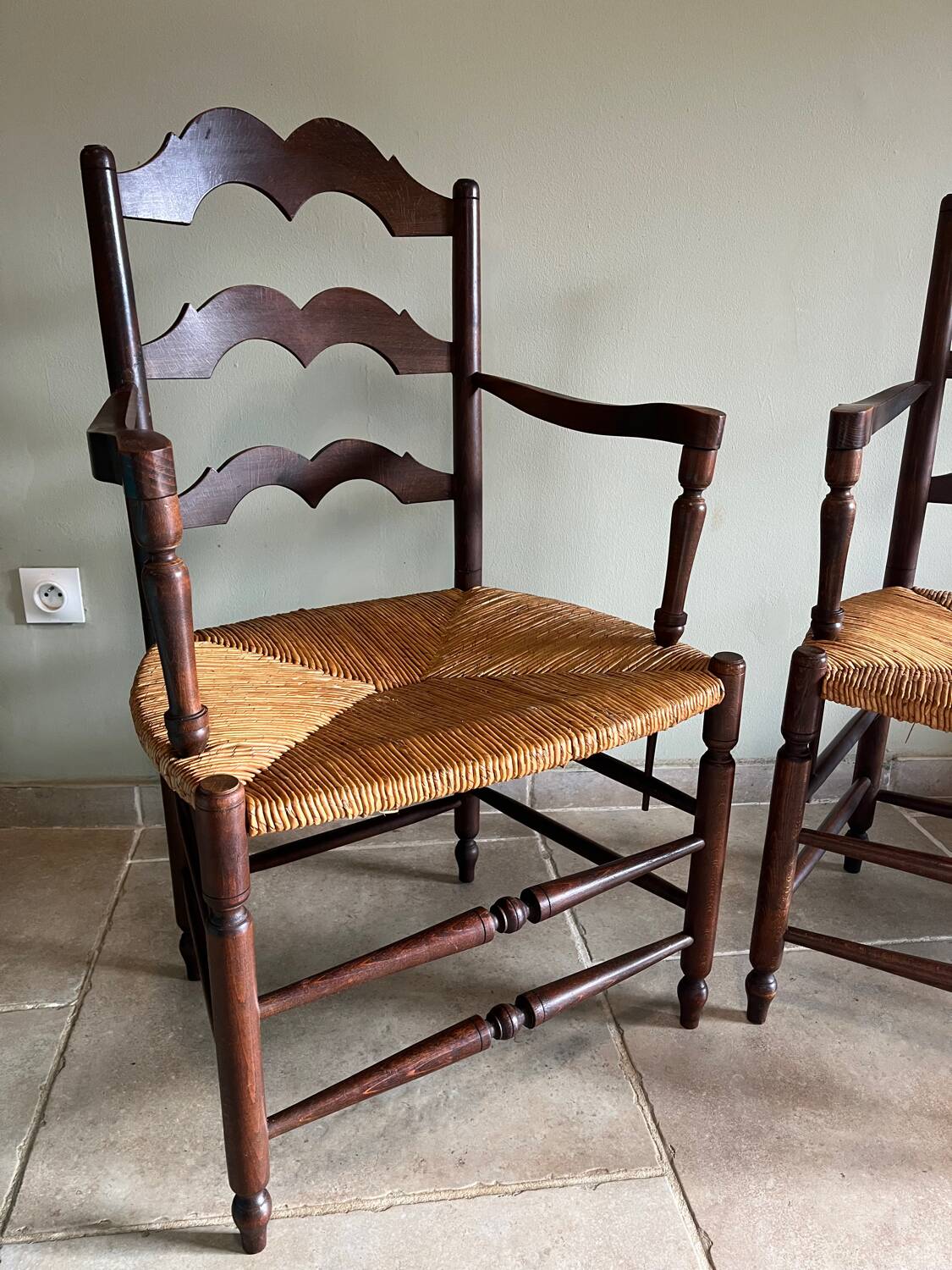 Pair of brutalist armchairs