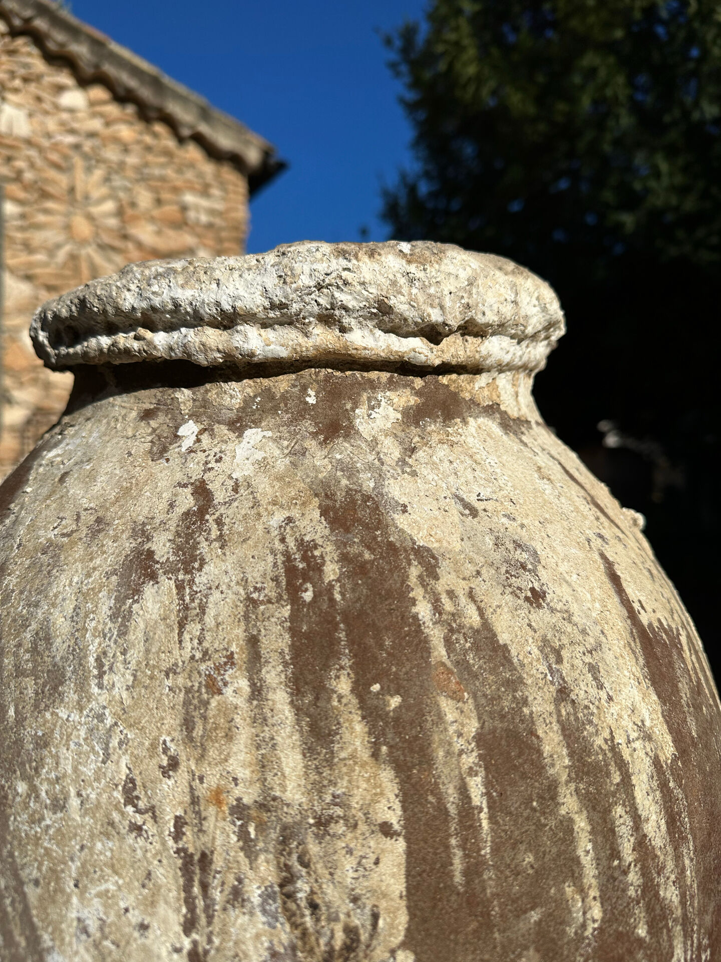 Ancient terracotta pottery jar from the 19th century.