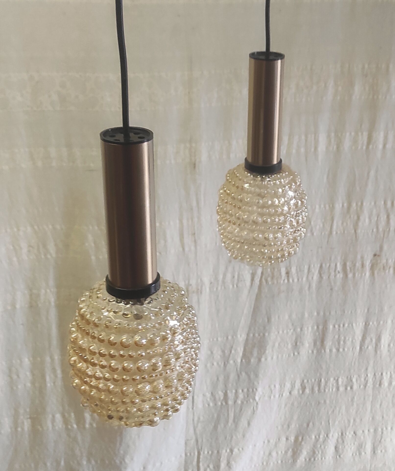 Suspensions design en verre ambré style H. Tynell - années 70