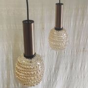 Suspensions design en verre ambré style H. Tynell - années 70