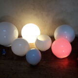 Globe 25cm en verre blanc ancien pour lampe suspension