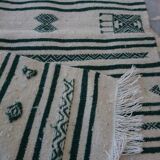 Kilim white and green handmade woollen carpet