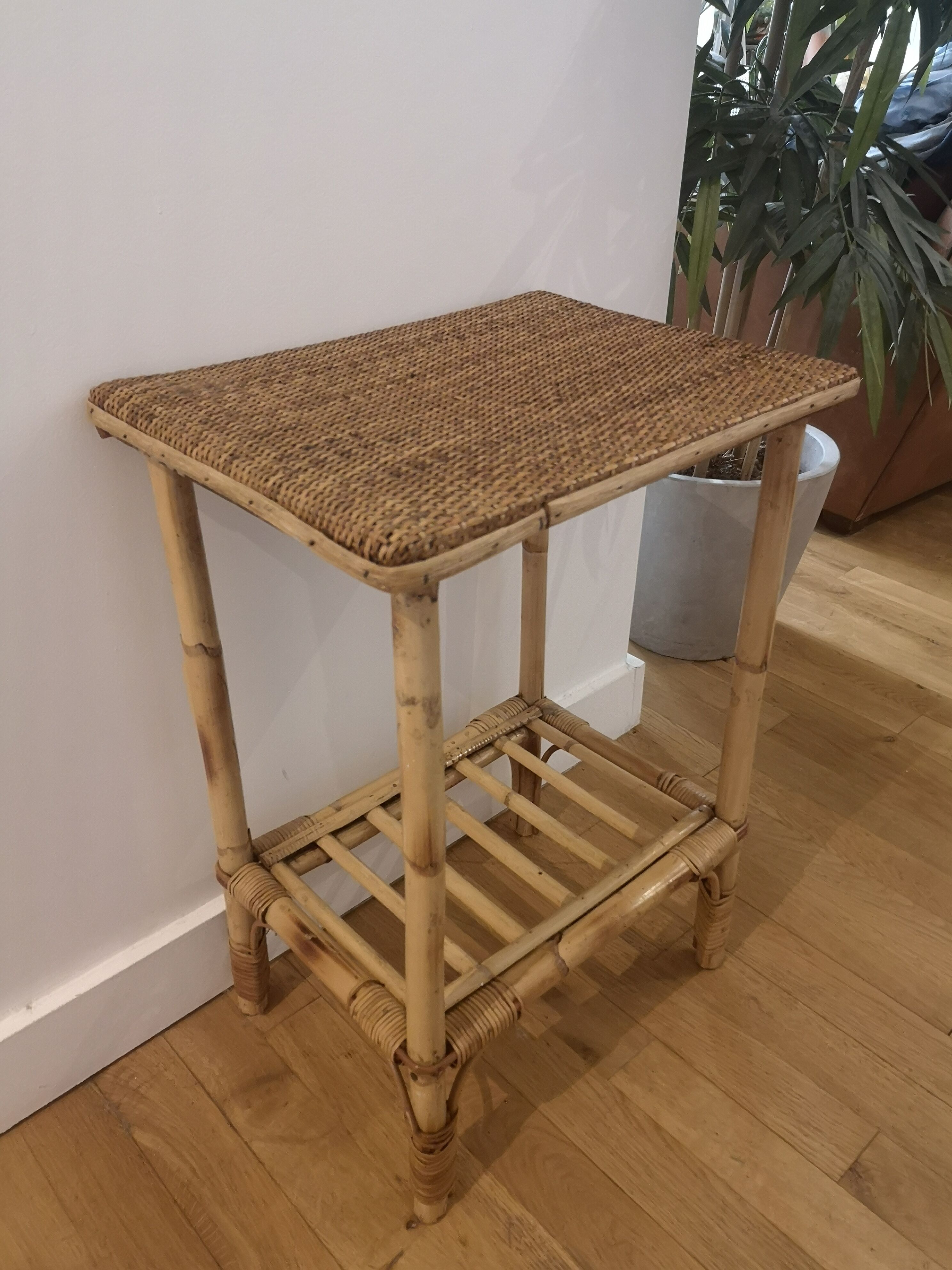 Rattan side table