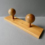 Wall coat rack with 2 pine ball hooks