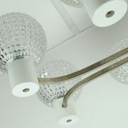 1960s mid century HANGING LAMP chrome metal chandelier with 8 glass shades