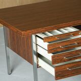 Mid-century rosewood and metal desk, Denmark 1970s