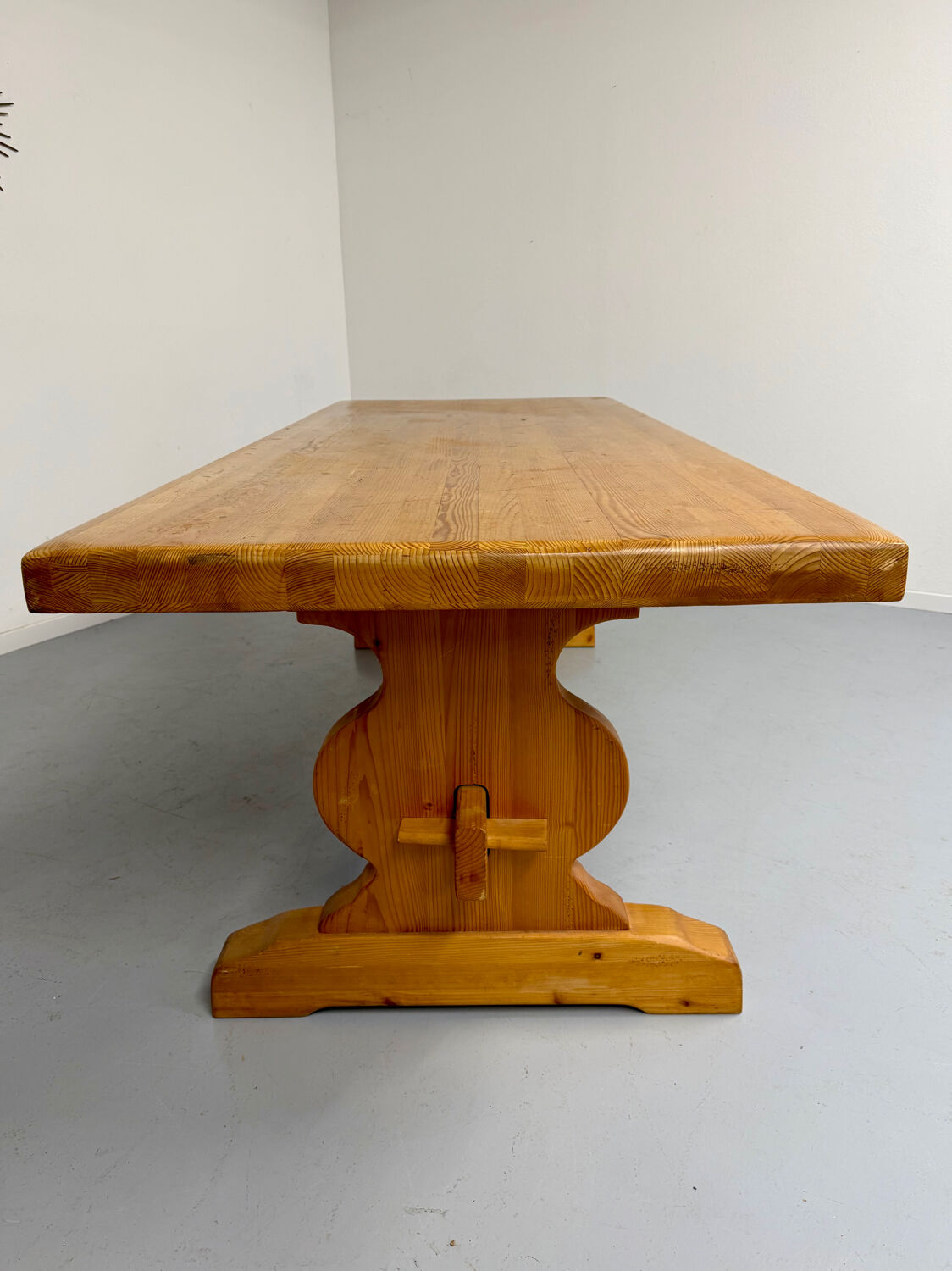 Vintage XXL farmhouse monastery pine table from the 1960s.