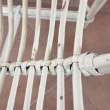 Fauteuil coquille en rotin blanc