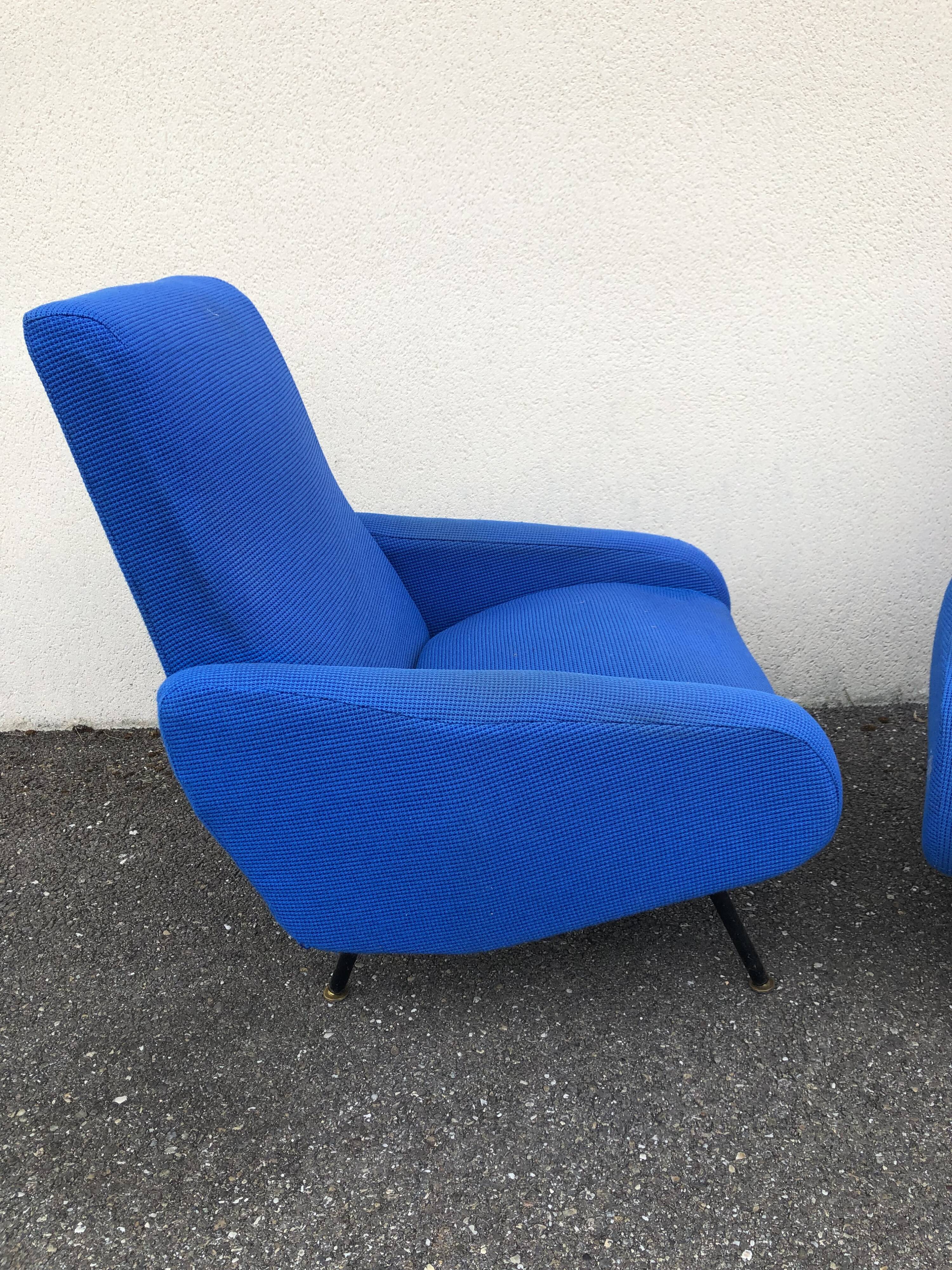 Vintage 60s Design Blue Armchairs