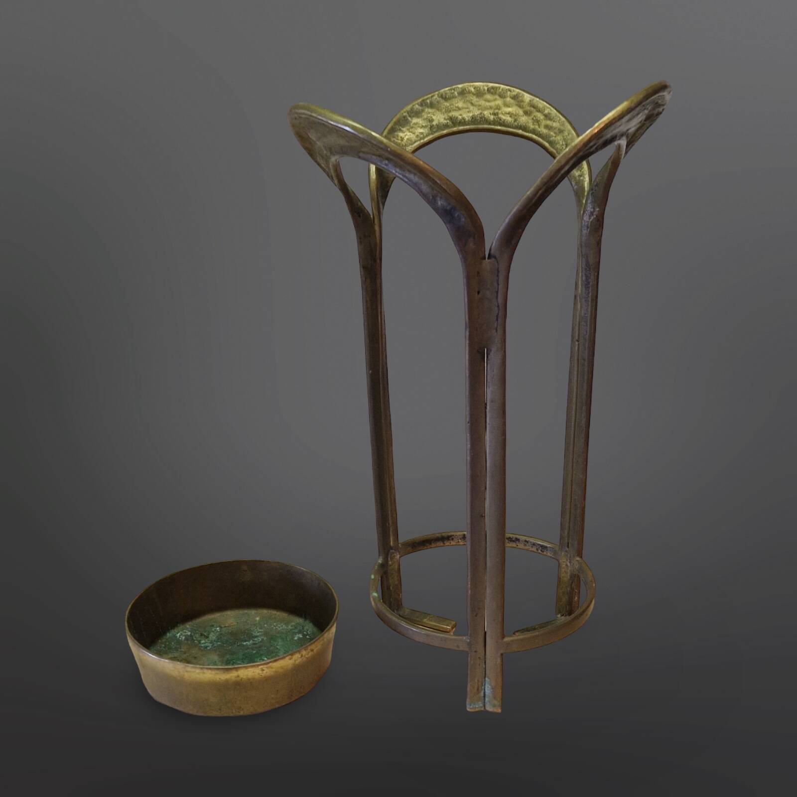 Brutalist bronze umbrella stand, Germany 1970s