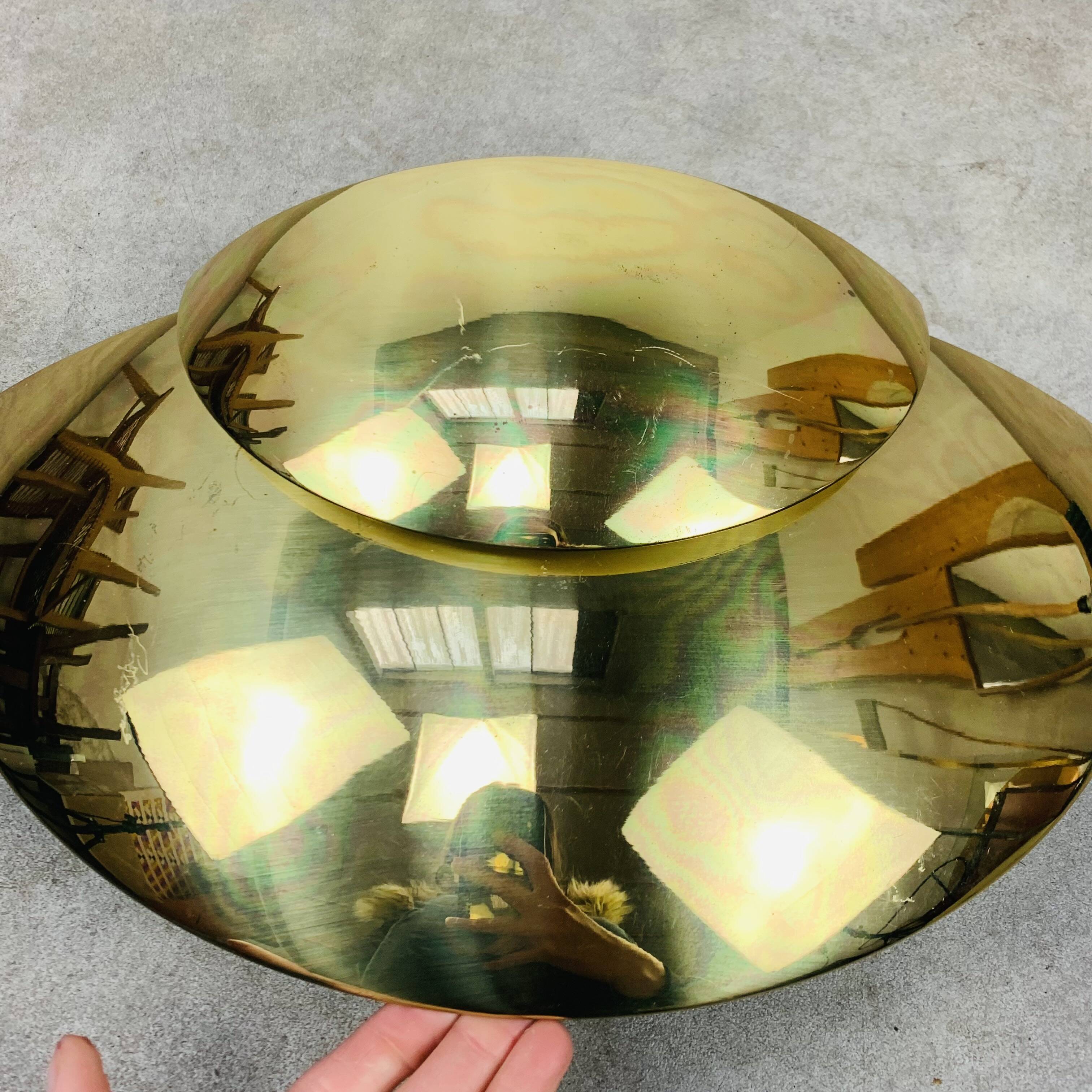 5 half moon brass wall lights Hollywood Regency style by Egoluce