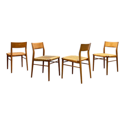 Chaises de salle à manger en bois de cerisier du milieu du siècle par Georg Leowald pour Wilkhahn, Set of 4, Allemagne, années 1950