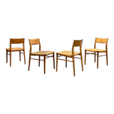 Chaises de salle à manger en bois de cerisier du milieu du siècle par Georg Leowald pour Wilkhahn, Set of 4, Allemagne, années 1950