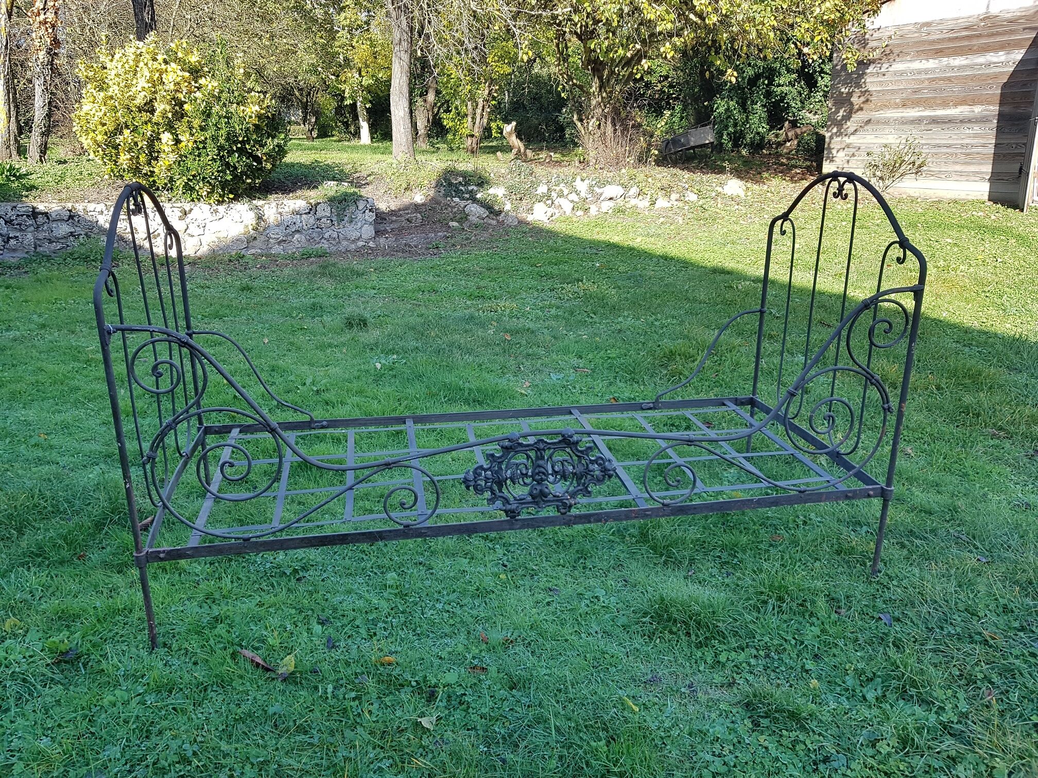 Bench bed metal fine XIX th 1 place 80 x 190