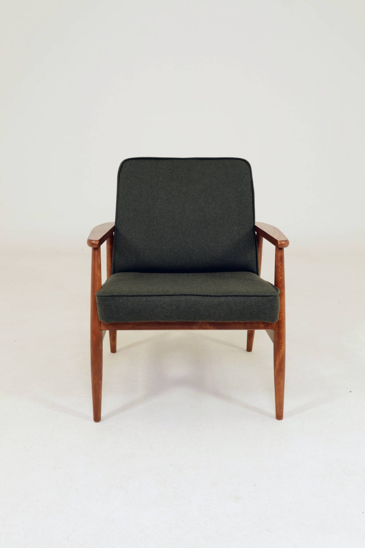 Modern living room chair deep olive green wool by M.Zielinski