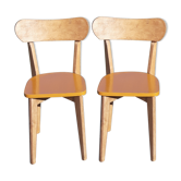 Paire de chaises de bistrot bois des années 60