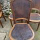 6 Louis XVI style chairs in solid beech and Cordovan leather, 1900