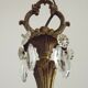 French Vintage Bronze and Glass 4 Light Art Nouveau Crystal Chandelier