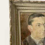 Portrait of a man in pastel under glass, signed, early 20th century.
