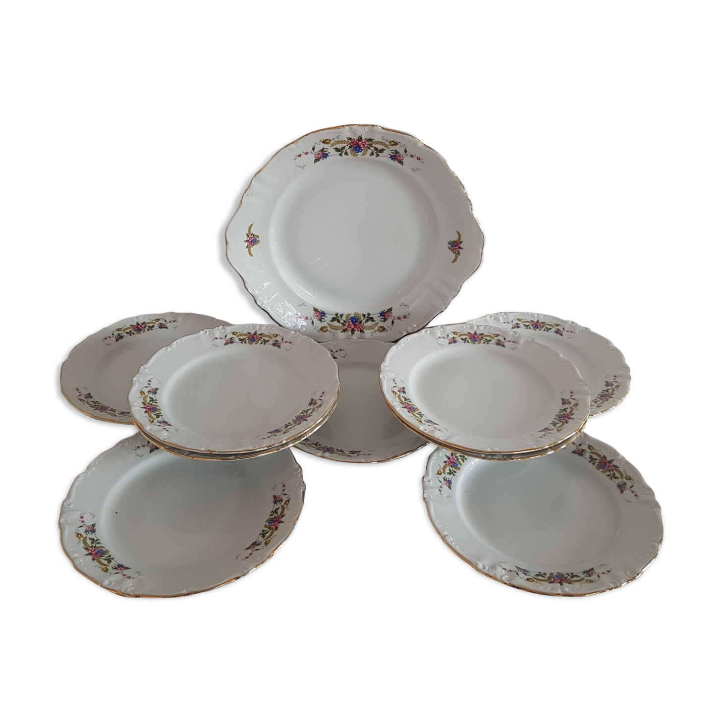 Dessert plates and porcelain dish flowers dessert service