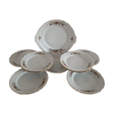 Assiettes à dessert et plat porcelaine fleurs service à dessert