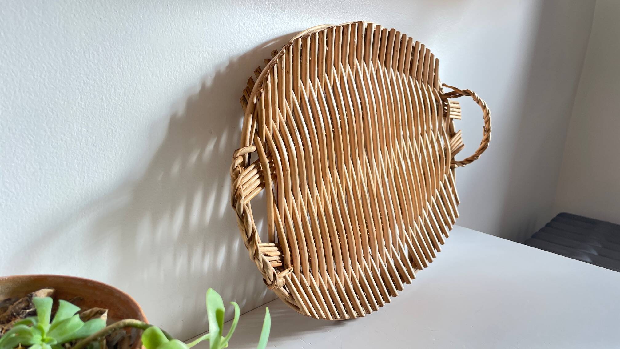 Vintage rattan presentation tray