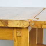 Vintage scandinavian pine drop-leaf dining table, edvin helseth, norway 70s