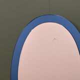 Rare paire de miroirs ovales bleus italiens, attribués à Cristal Arte, années 1970