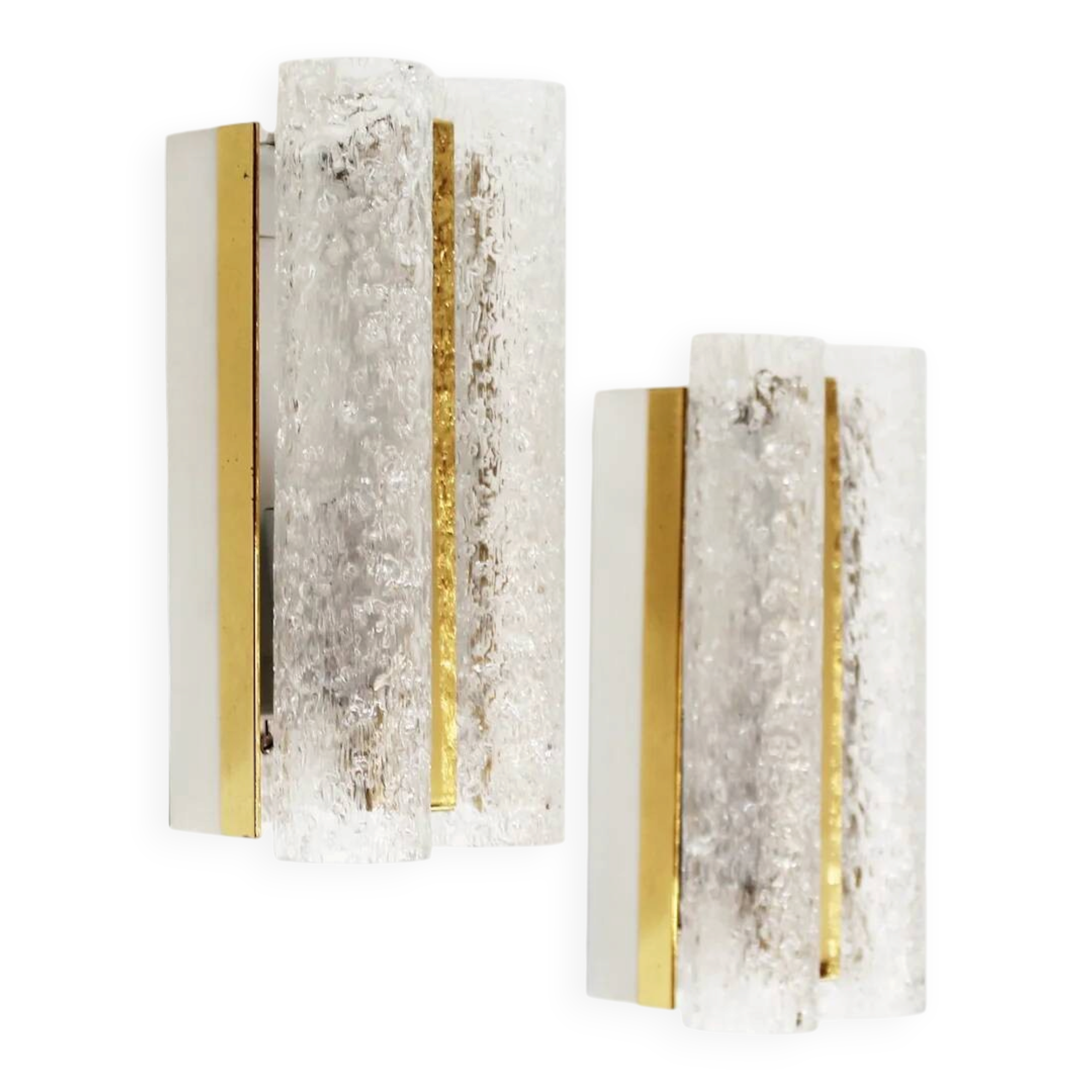 Pair of wall lamps in brass and glass by Doria Leuchten